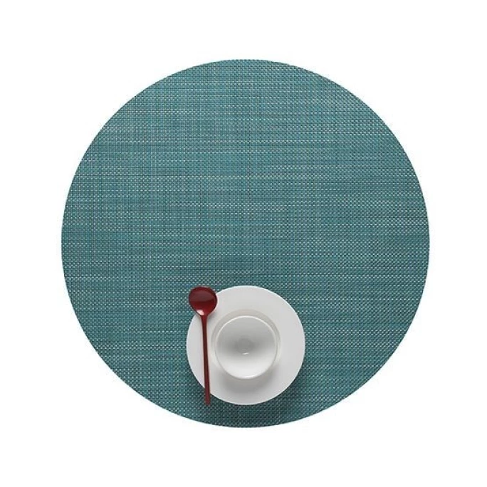 Budget 🌟 Chilewich Mini Basketweave Rund Platzset 4er-Set - 4 Stück à Ø 38 Cm - Turquoise 🎁 3 Budget 🌟 Chilewich Mini Basketweave Rund Platzset 4er-Set - 4 Stück à Ø 38 Cm - Turquoise 🎁