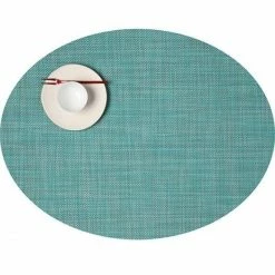 Angebote 🛒 Chilewich Mini Basketweave Oval Platzset 4er-Set - 4 Stück à 36x49 Cm - Turquoise 🌟
