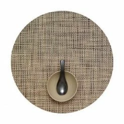 Neu 🧨 Chilewich Basketweave Rund Platzset 4er-Set - 4 Stück à Ø 38 Cm - Bark 🤩